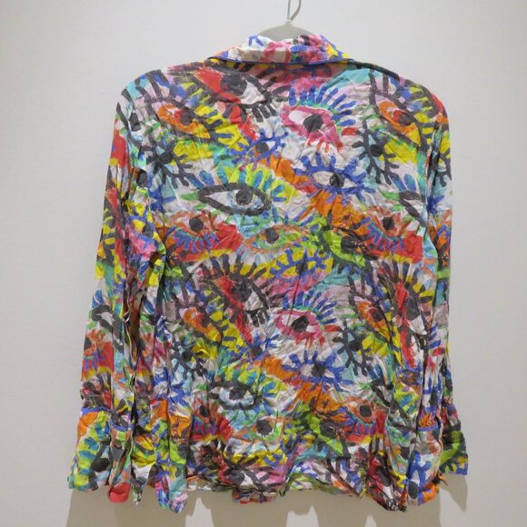 ANTHROPOLOGIE SPOGART Rainbow Eye Pajama Top Abstract Multicolor Lounge - Size M - Picture 7 of 11